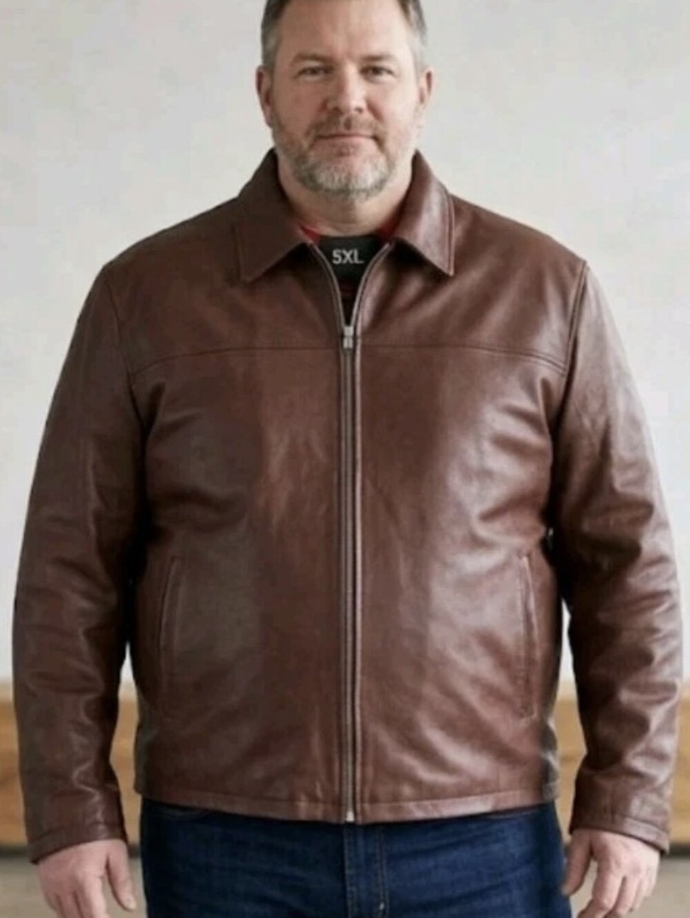 Laverapelle Premium Men's Genuine Brown Leather Jacket Size 5XL.